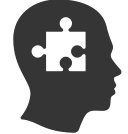 Silhouette of head with puzzle piece inside, indicating incapacity.